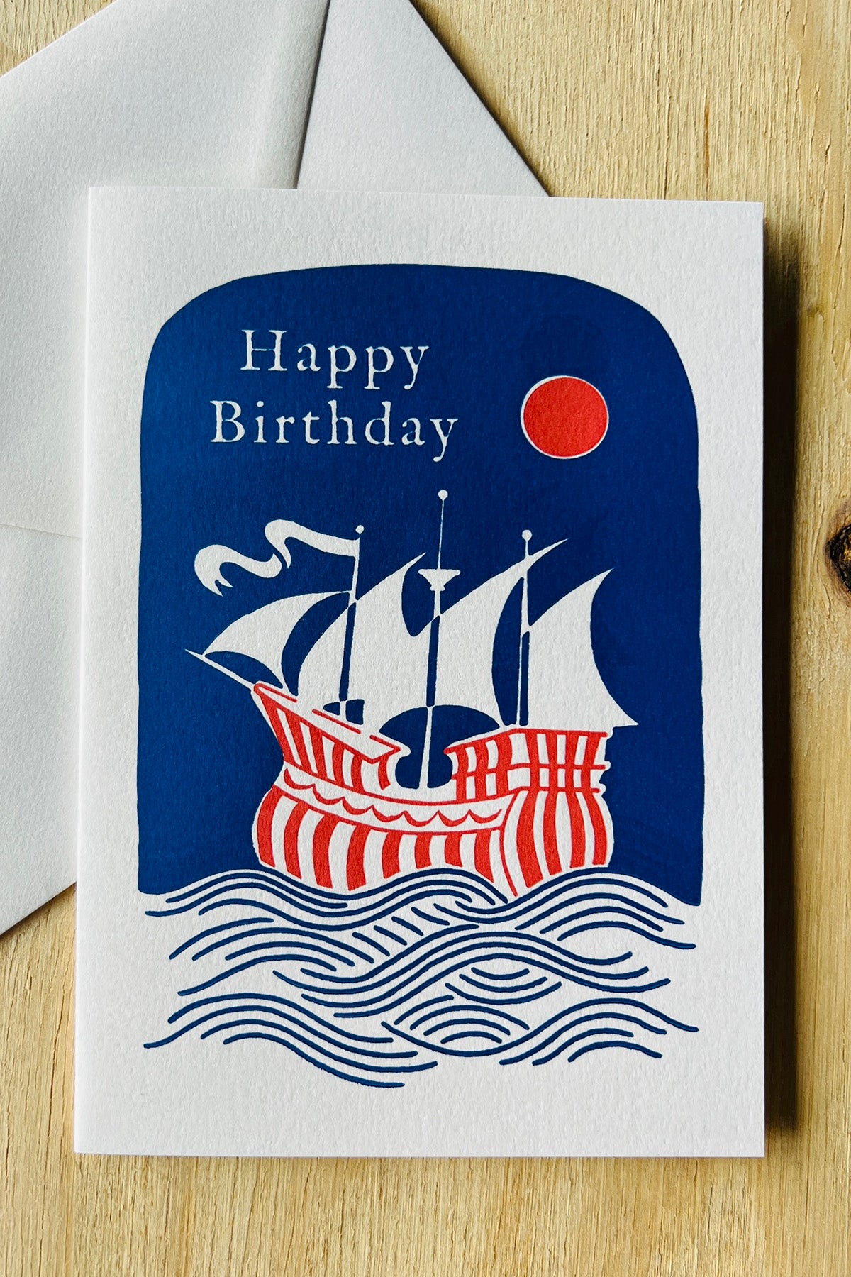 Letterpress Card "Happy Birthday Ship"