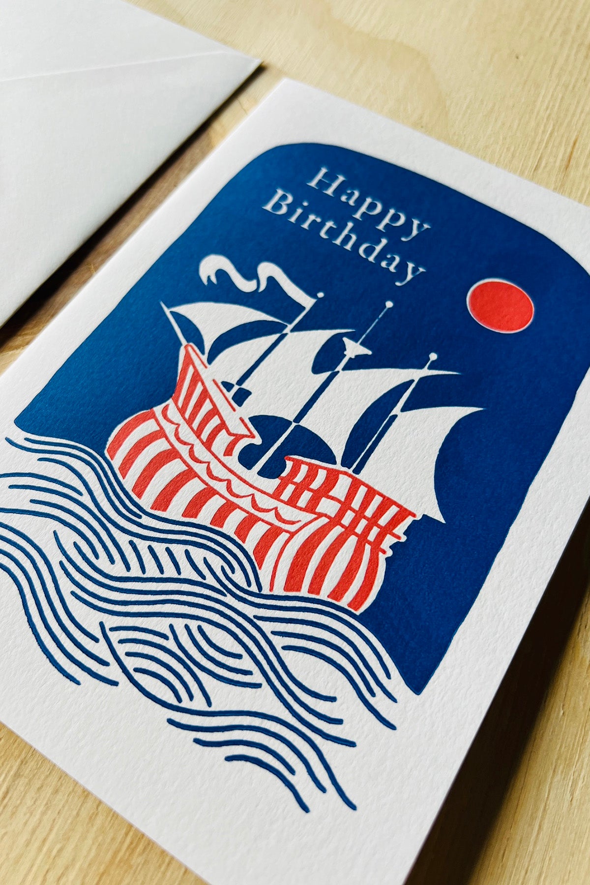 Letterpress Card "Happy Birthday Ship"