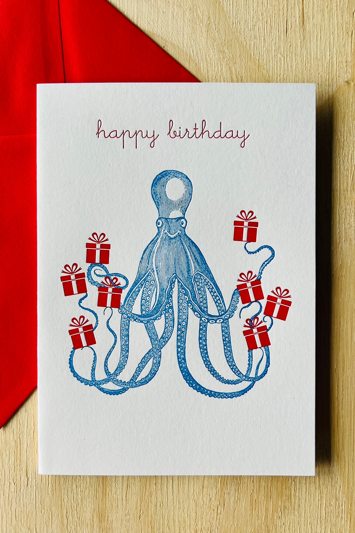 Letterpress Card "Octopus Birthday"