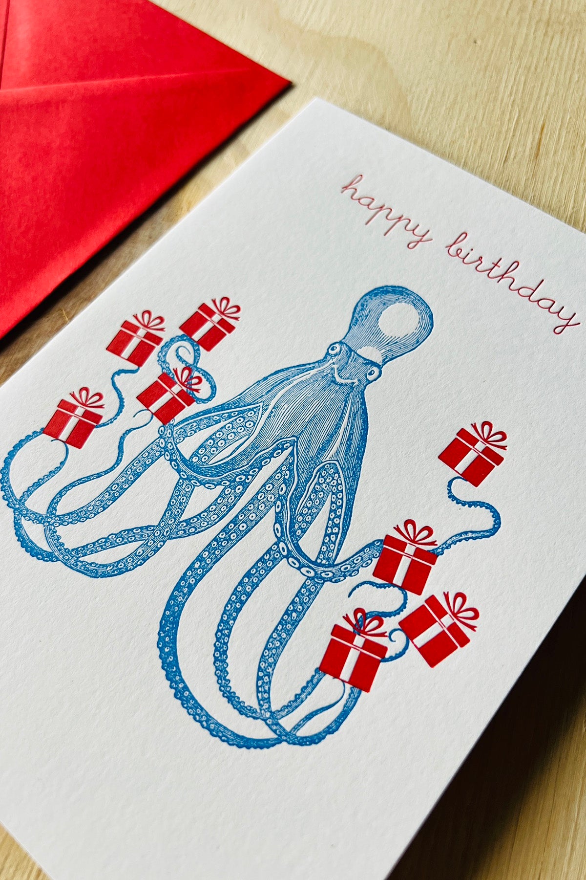 Letterpress Card "Octopus Birthday"