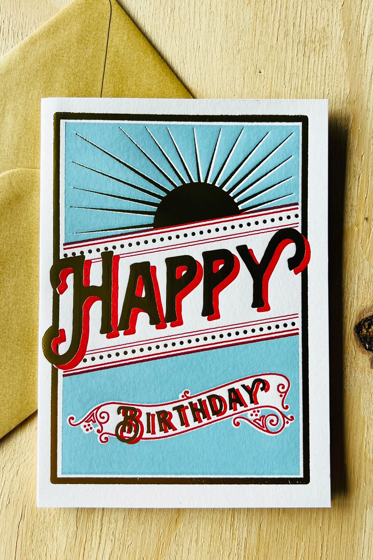 Letterpress Card "Star Burst Happy Birthday"