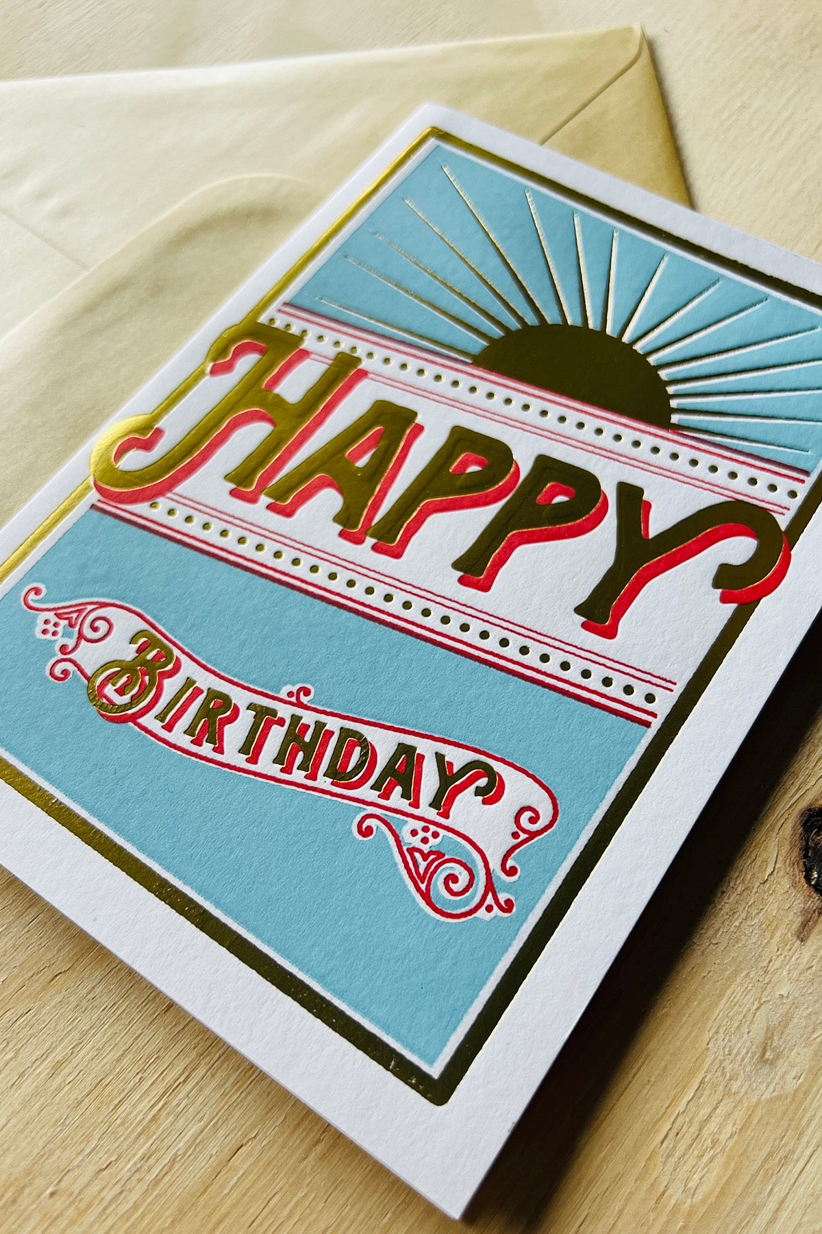 Letterpress Card "Star Burst Happy Birthday"