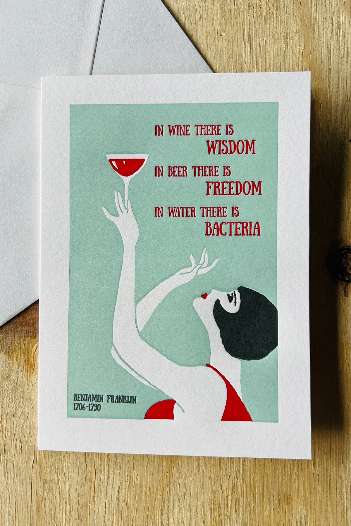 Letterpress Card "Wine and Wisdom"